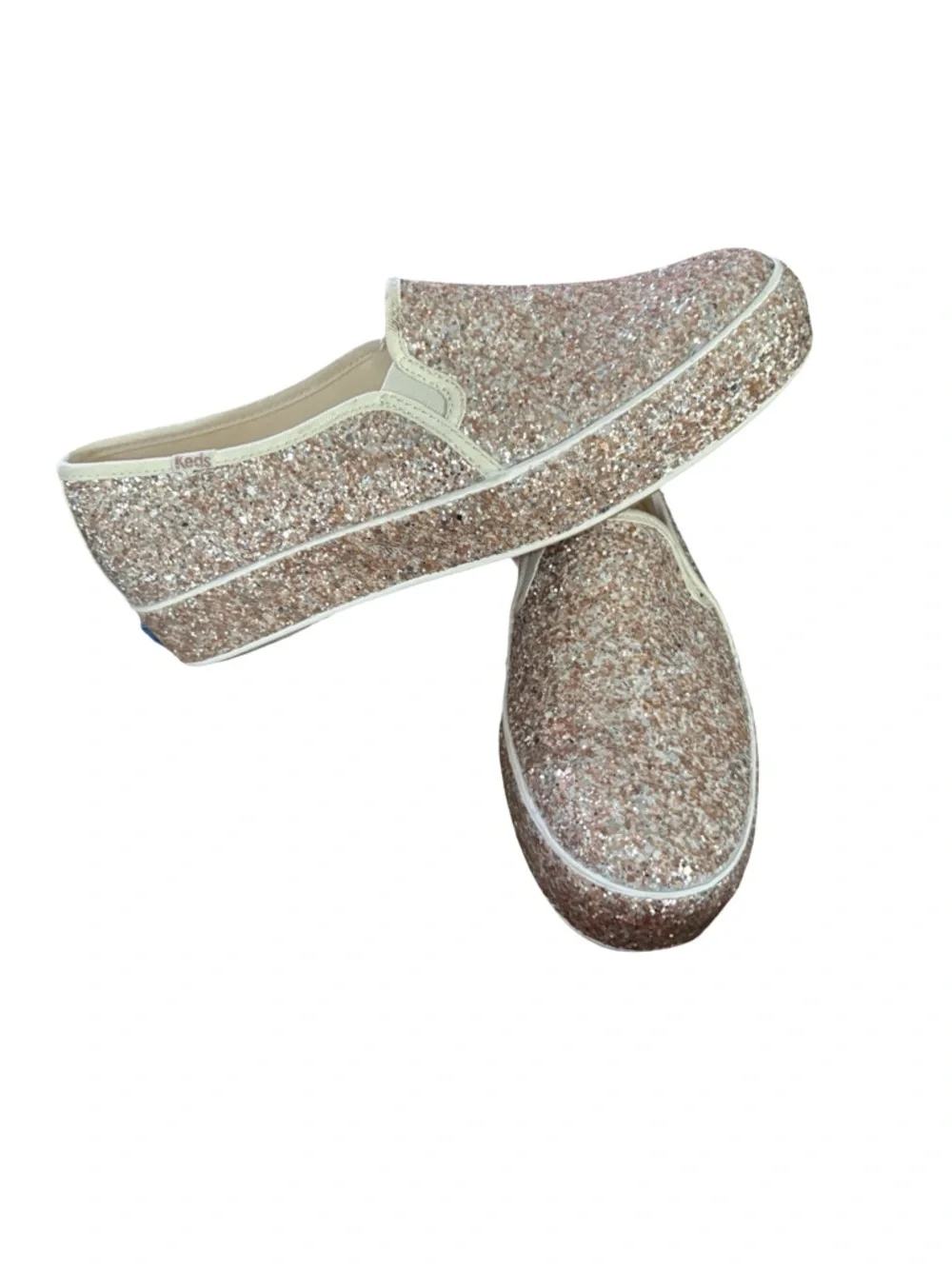 kate spade Glitter Slip-On Sneakers in Rose Gold